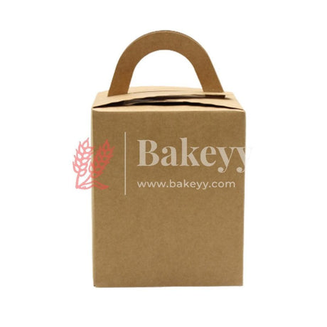 1 Kraft Cupcake Box with Handle | With Front Window | 1 Jar Box - Bakeyy.com - India - 1 Kraft Cupcake Box with Handle | With Front Window | 1 Jar Box - Pack of 10