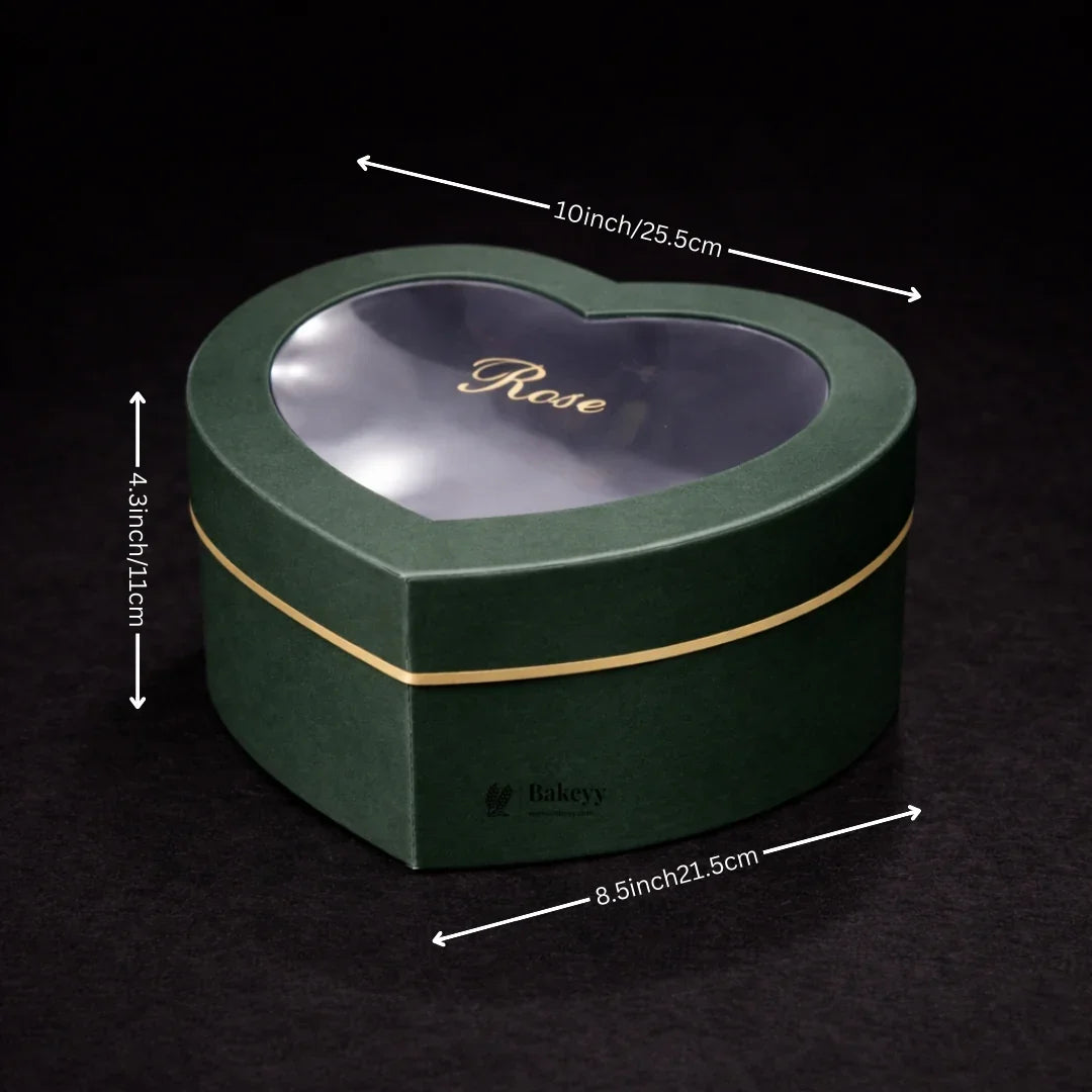 Heart Shape Transparent Lid Gift Box | Premium Hamper Packaging | Different color | Pack of 1 - Bakeyy.com - India - Heart Shape Transparent Lid Gift Box | Premium Hamper Packaging | Different color | Pack of 1 - Dark Green / Medium 400.00