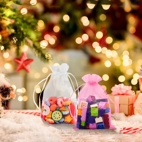 10x14 CM | Organza Potli Bags | White Colour |100 g | Candy Bag - Bakeyy.com - India - 10x14 CM | Organza Potli Bags | White Colour |100 g | Candy Bag - Pack Of 100 / 10x14 cm / 4x6 inch / White