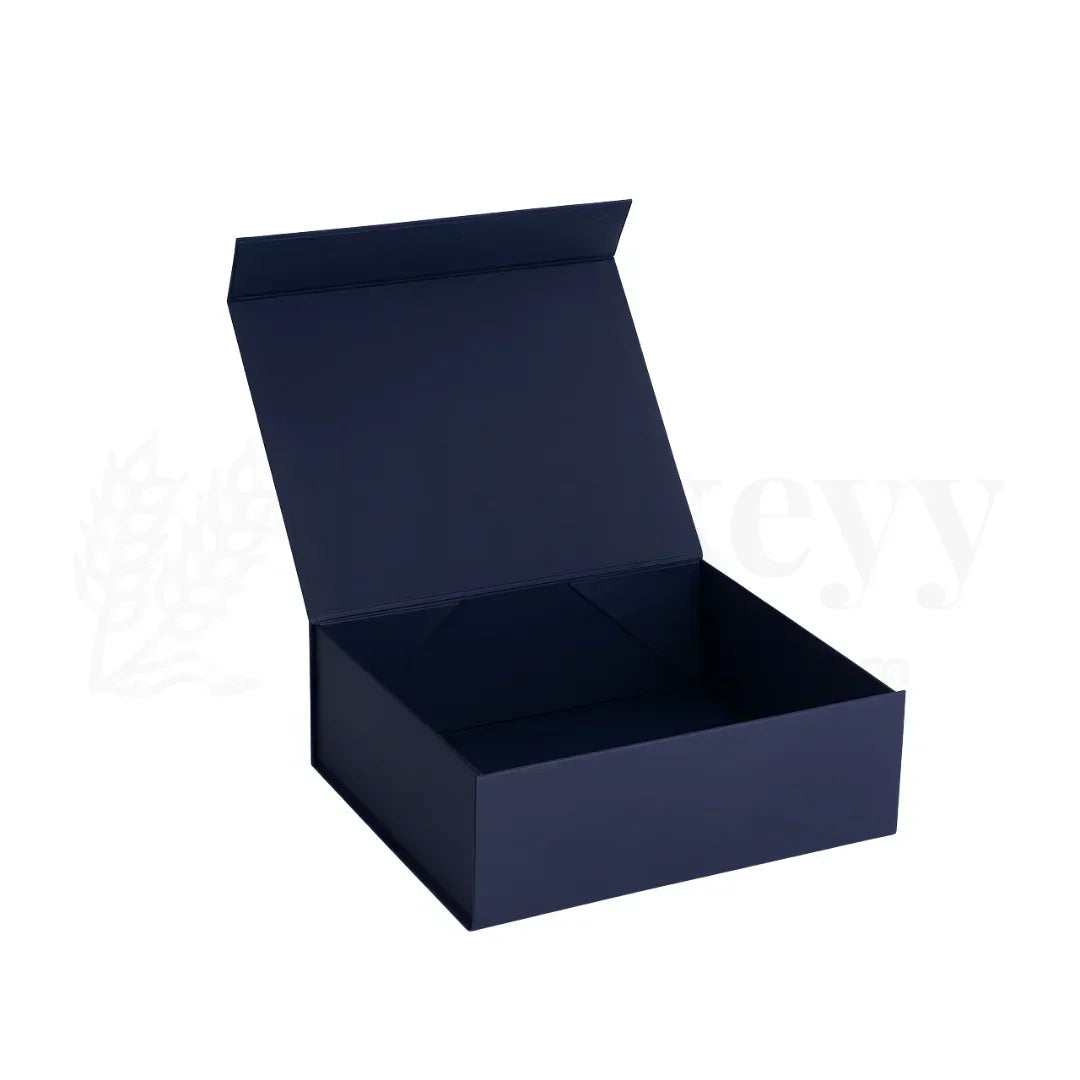 Premium Navy Blue Colour Collapsible Magnetic Lid Gift Box - Pack of 1 - Bakeyy.com - India - Premium Navy Blue Colour Collapsible Magnetic Lid Gift Box - Pack of 1 - 8x8x4 Inch