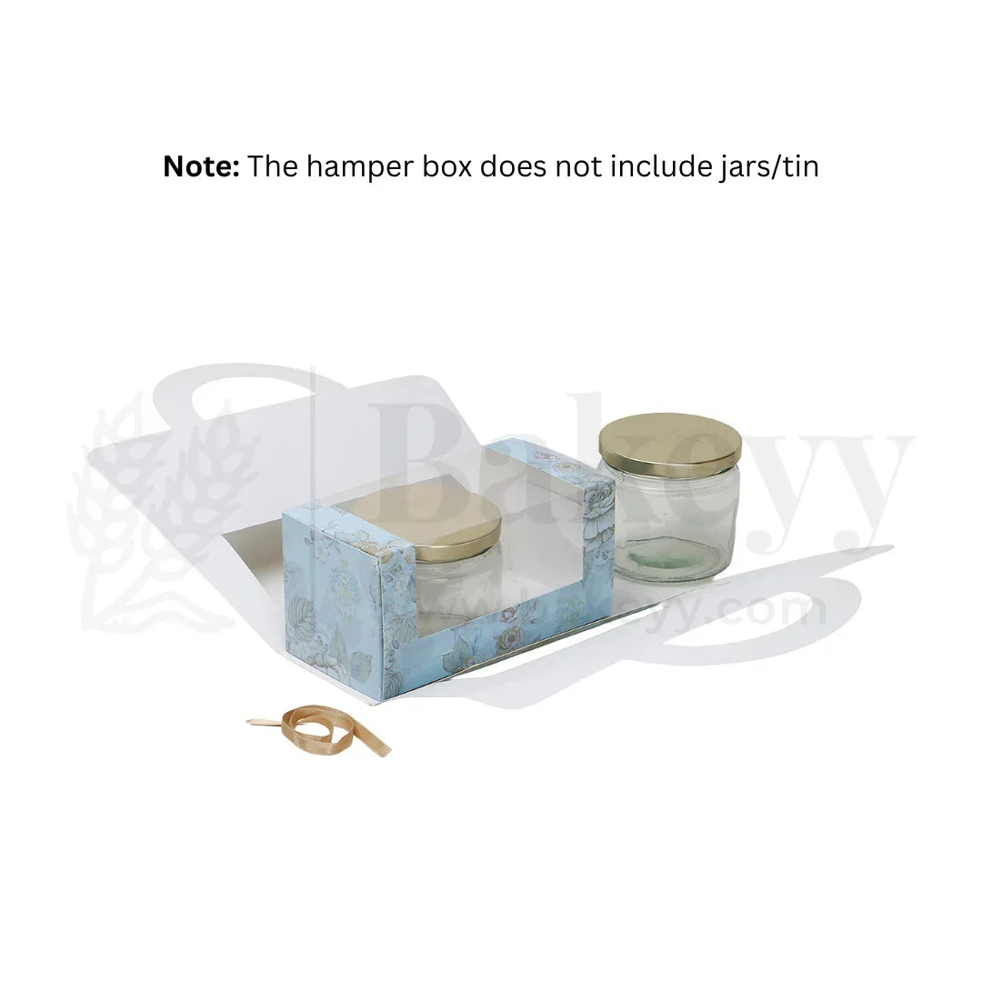 10.5x3.5x9.5 Inches | Floral Printed Light Blue Colour Hamper Box with Handle - Pack of 10