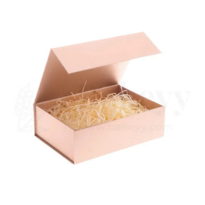 Premium Peach Colour Collapsible Magnetic Lid Gift Box - Pack of 1 - Bakeyy.com - India - Premium Peach Colour Collapsible Magnetic Lid Gift Box - Pack of 1 - 8x8x4 Inch