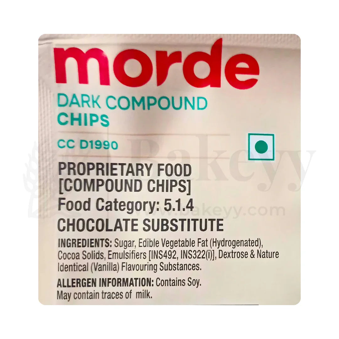 Morde Dark Compound Chips (CC D1990) – 500g | Premium Baking & Dessert Decoration