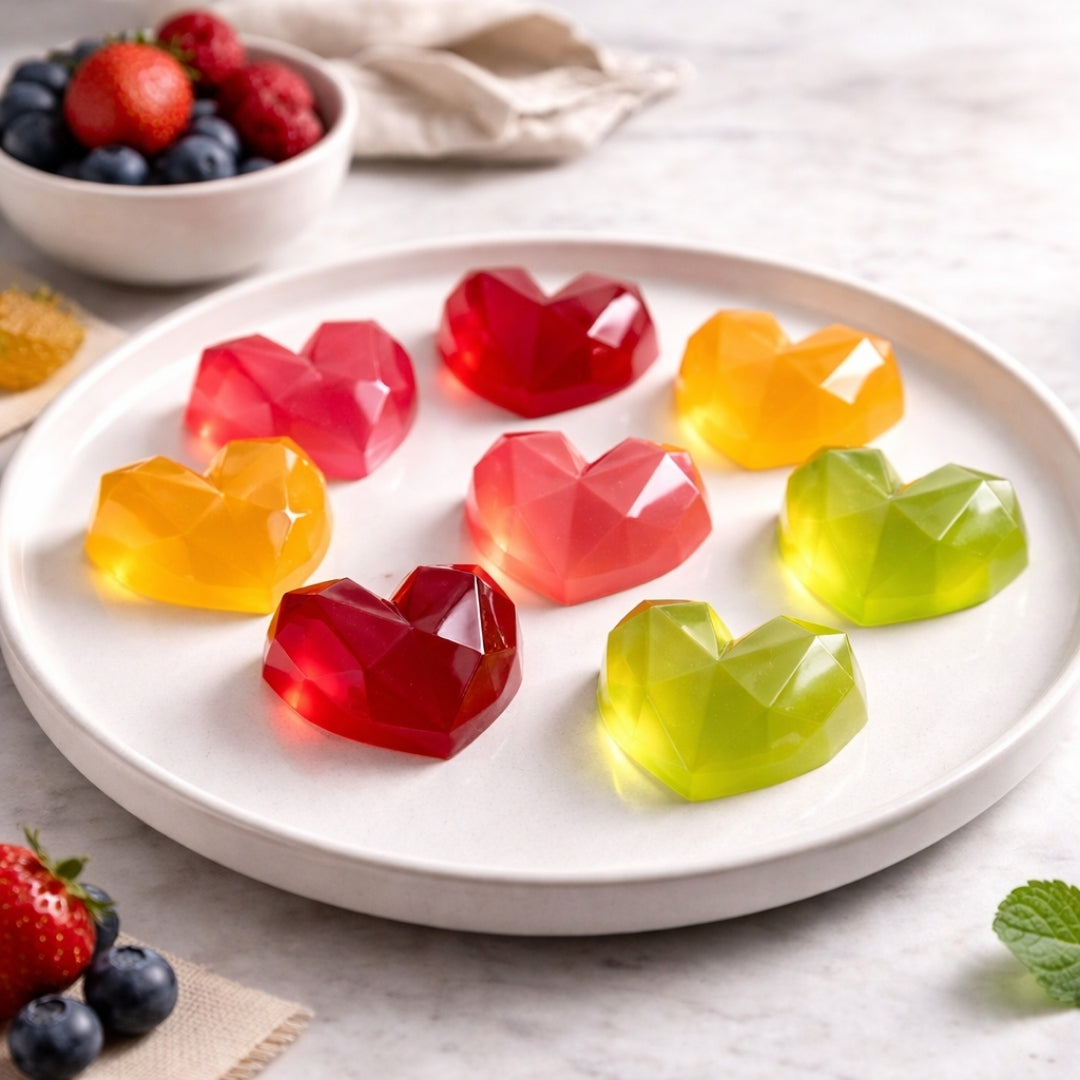 Chocolate hearts
Truffle shells
Jelly candies
Mousse desserts
Fondant toppers
Ice cubes
Soap or resin crafts