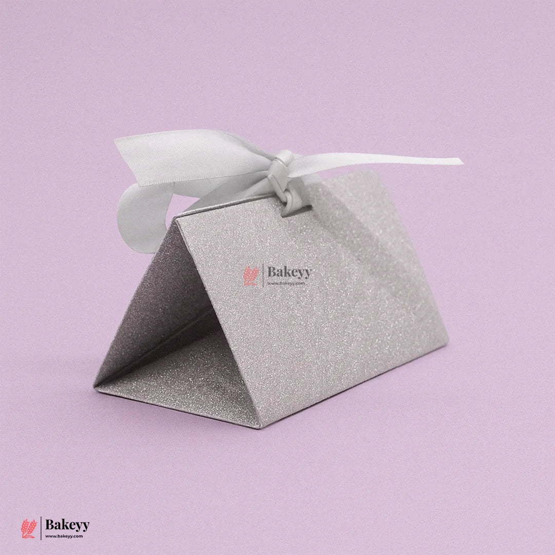 Gift Box Wedding Party Favor Box for Small Gift | Paper Box with Ribbon | Silver Color | Pack Of 10 - Bakeyy.com - India - Gift Box Wedding Party Favor Box for Small Gift | Paper Box with Ribbon | Silver Color | Pack Of 10 - Default Title