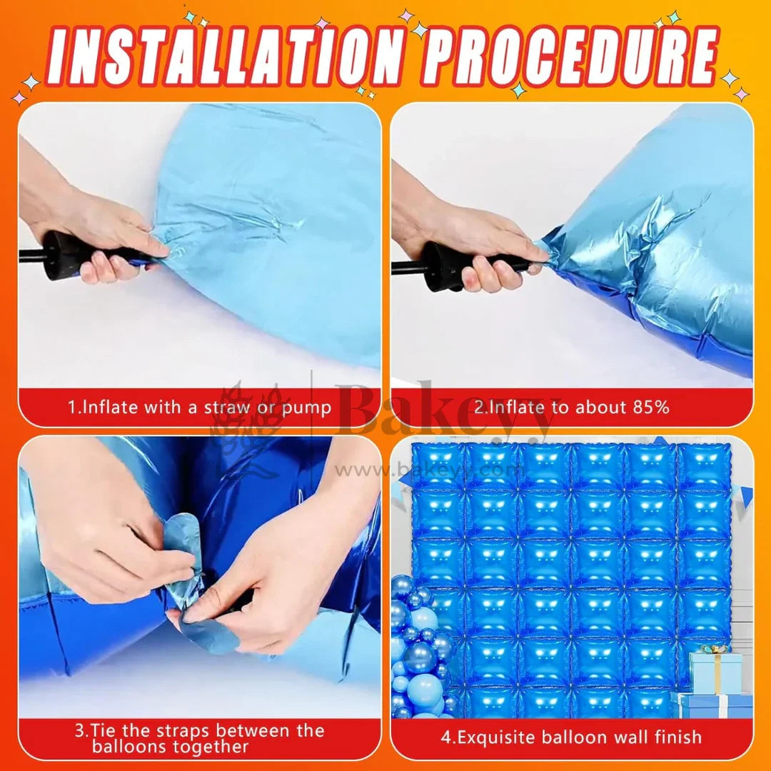 10 Pcs Foil Balloon Backdrop | Metallic Square Wall Decoration for Birthday & Party Décor | 1 Piece