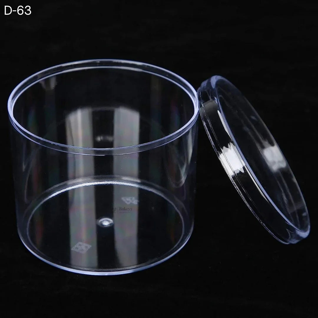 D-63 Acrylic Transparent Round Food Container with Lid | Multipurpose Storage & Dessert Packaging Box | Reusable Clear Container | Pack of 10