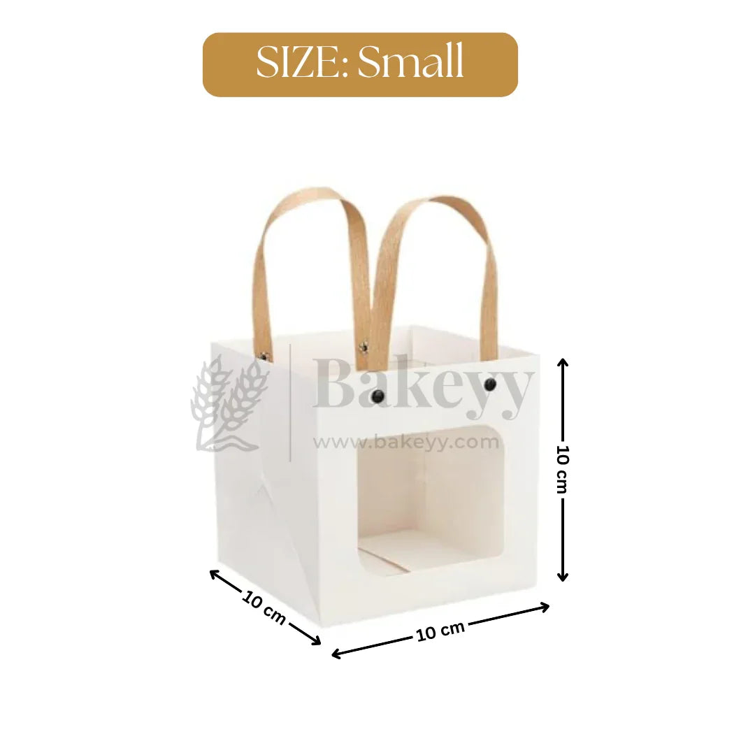 White Paper Gift Bag with Transparent Window | Pack of 10