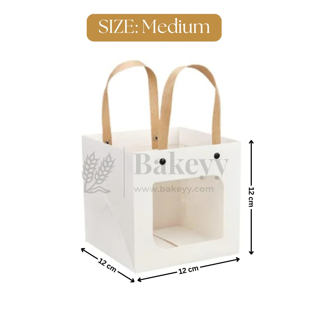 White Paper Gift Bag with Transparent Window | Pack of 10
