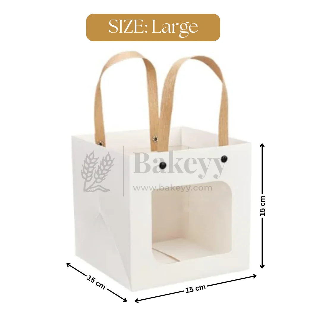 White Paper Gift Bag with Transparent Window | Pack of 10