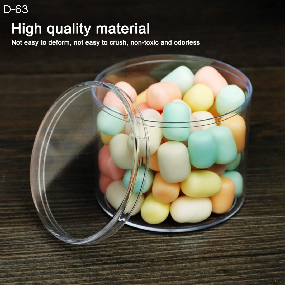 D-63 Acrylic Transparent Round Food Container with Lid | Multipurpose Storage & Dessert Packaging Box | Reusable Clear Container | Pack of 10
