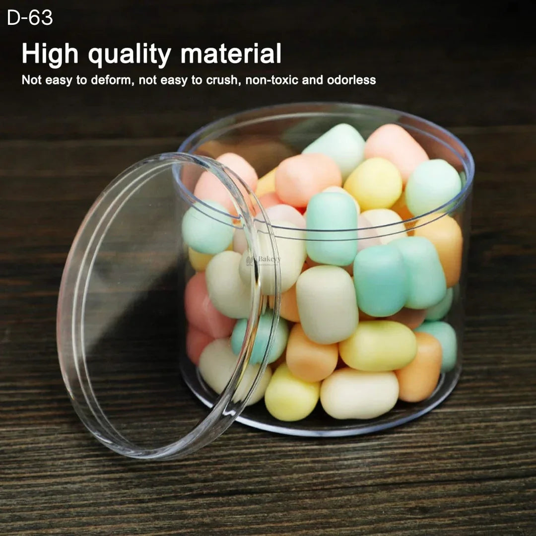 D-63 Acrylic Transparent Round Food Container with Lid | Multipurpose Storage & Dessert Packaging Box | Reusable Clear Container | Pack of 10