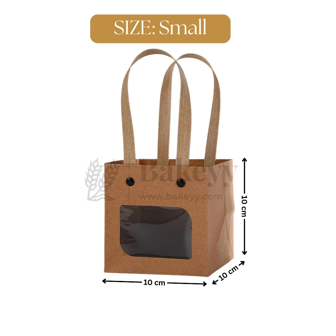 Kraft Paper Gift Bag with Transparent Window | Pack of 10