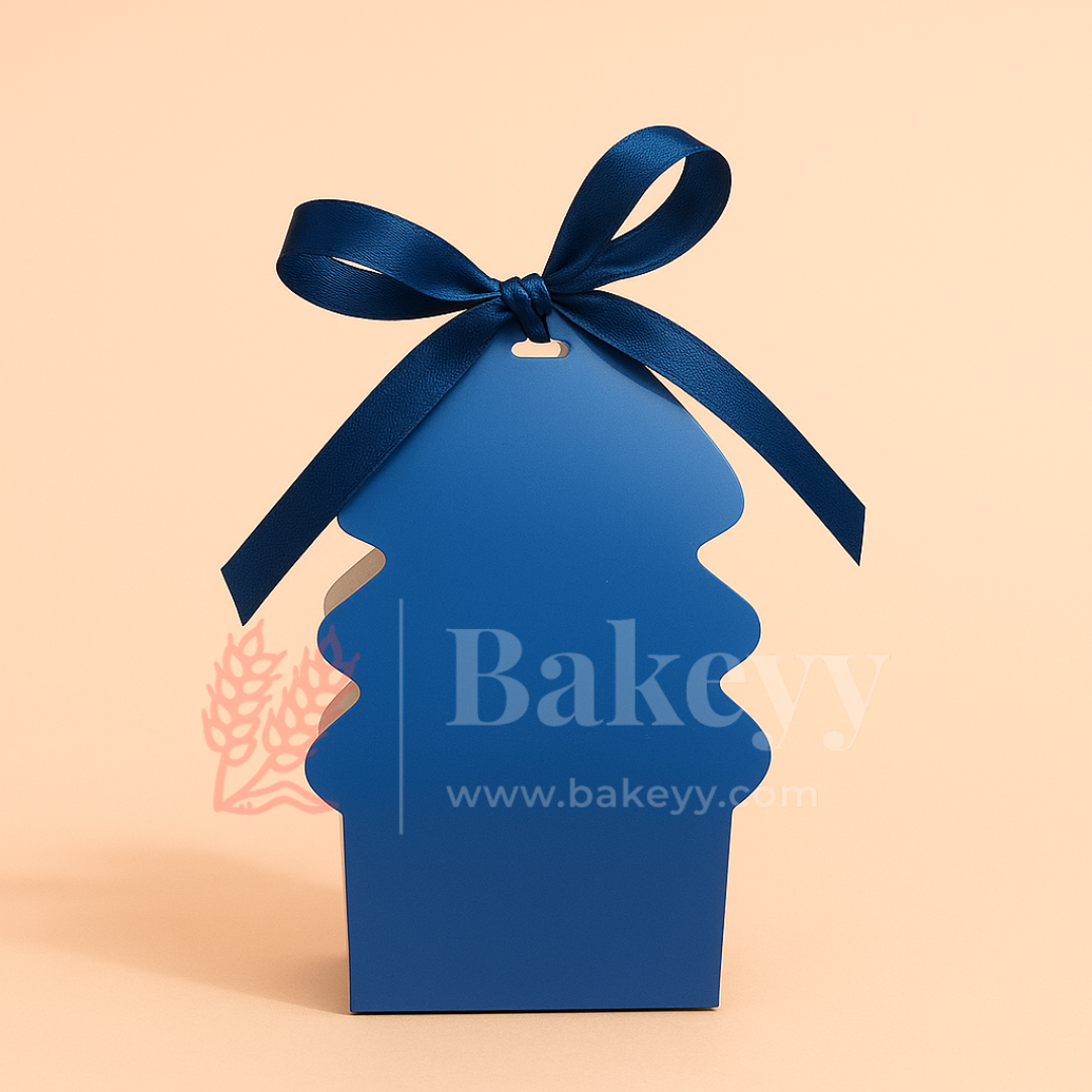 Christmas Tree Shaped Goodie Box with Satin Ribbon | Christmas Goodie Box | Pack of 10