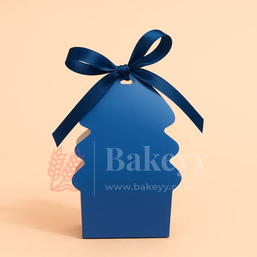 Christmas Tree Shaped Goodie Box with Satin Ribbon | Christmas Goodie Box | Pack of 10