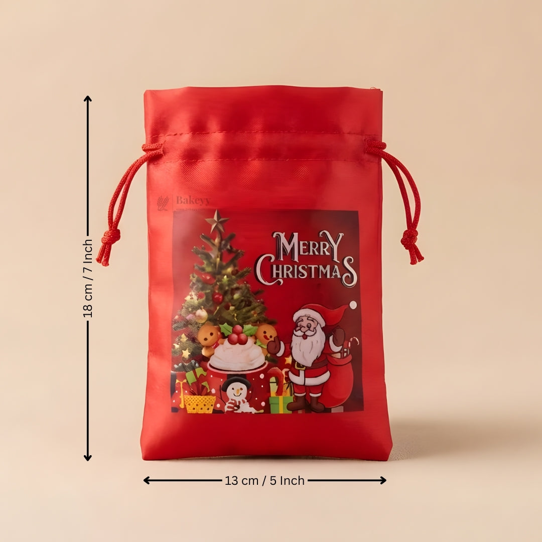 Satin Christmas Potli Bag | Perfect for Gifting & Hampers | Pack of 25