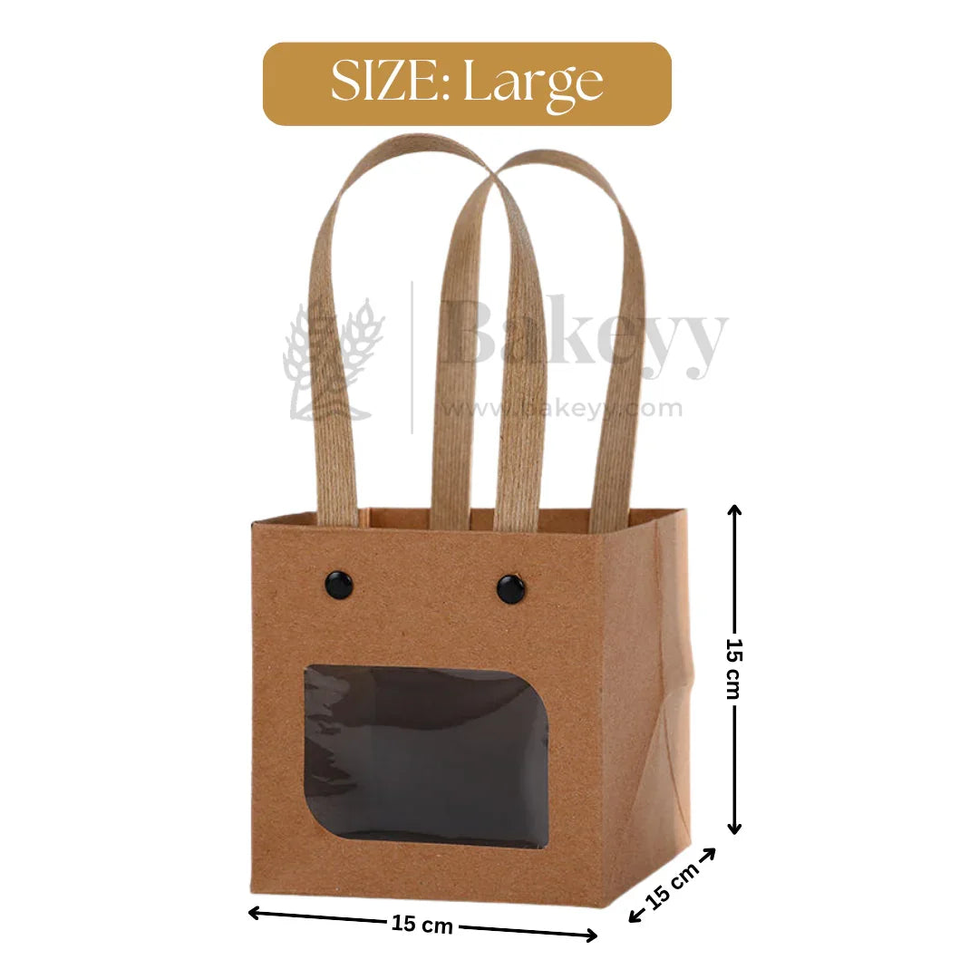 Kraft Paper Gift Bag with Transparent Window | Pack of 10