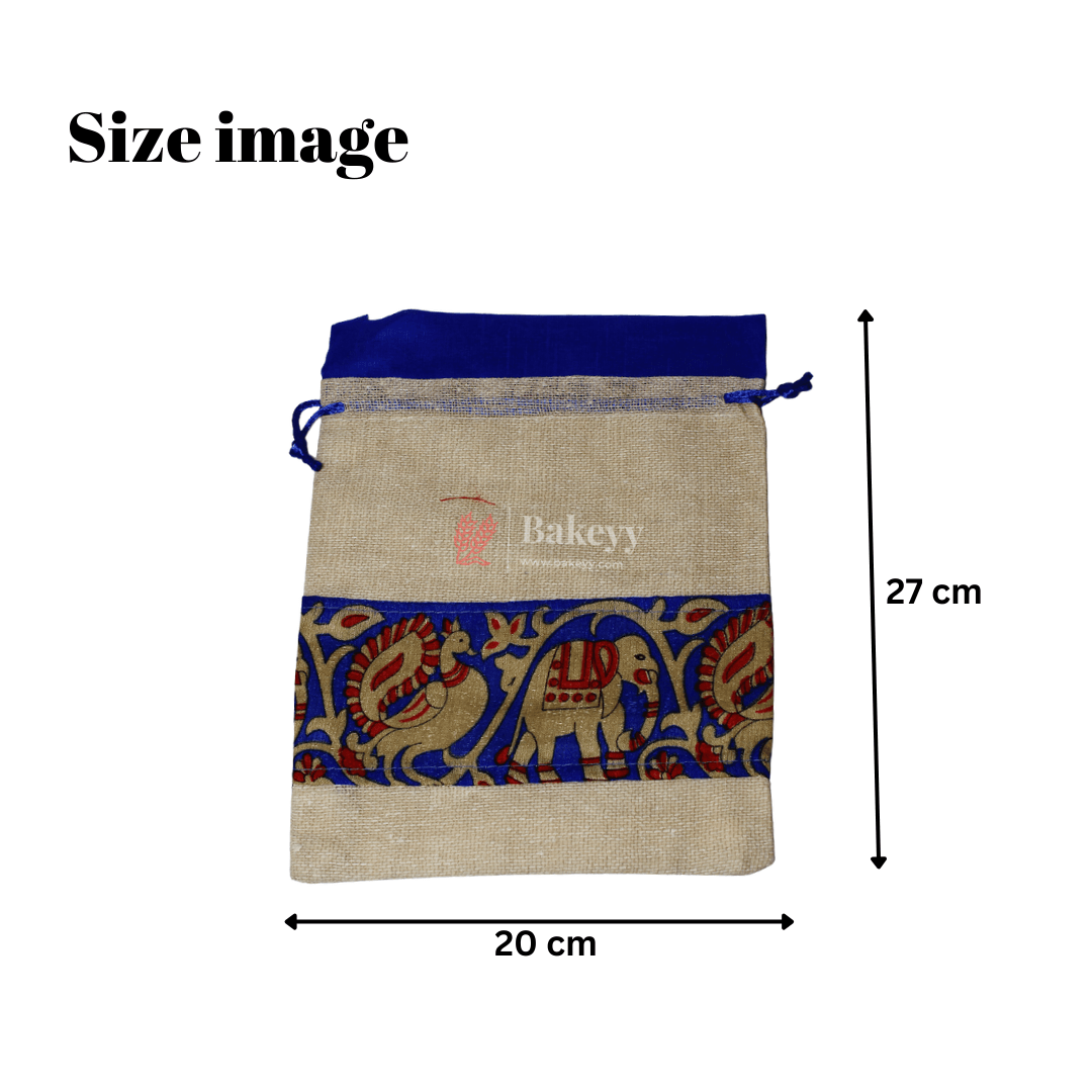 20x27CM \ 8x10 inch| Elegant Jute Cream Drawstring Gift Bag | Drawstring Bags | Pack of 10