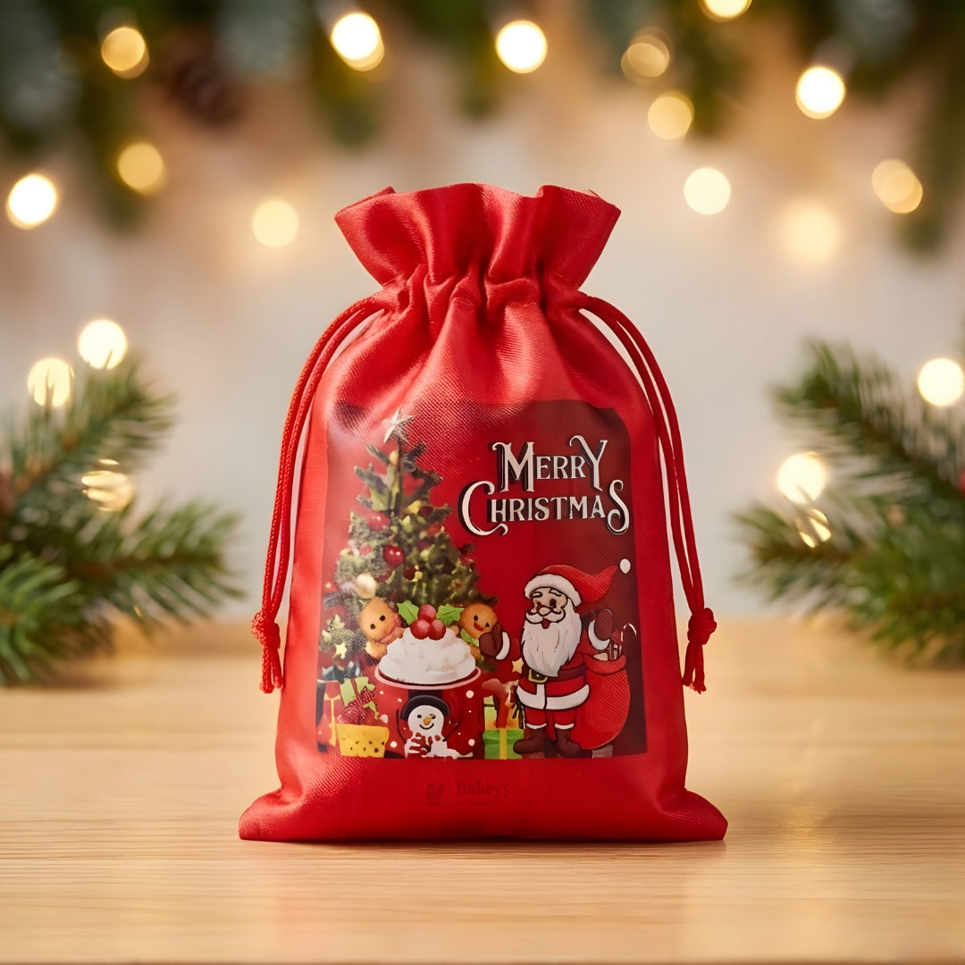 Satin Christmas Potli Bag | Perfect for Gifting & Hampers | Pack of 25