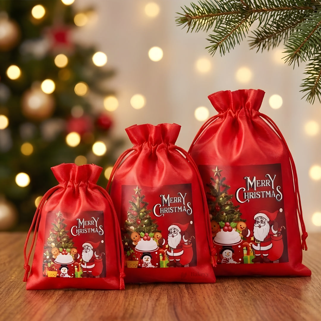 Satin Christmas Potli Bag | Perfect for Gifting & Hampers | Pack of 25