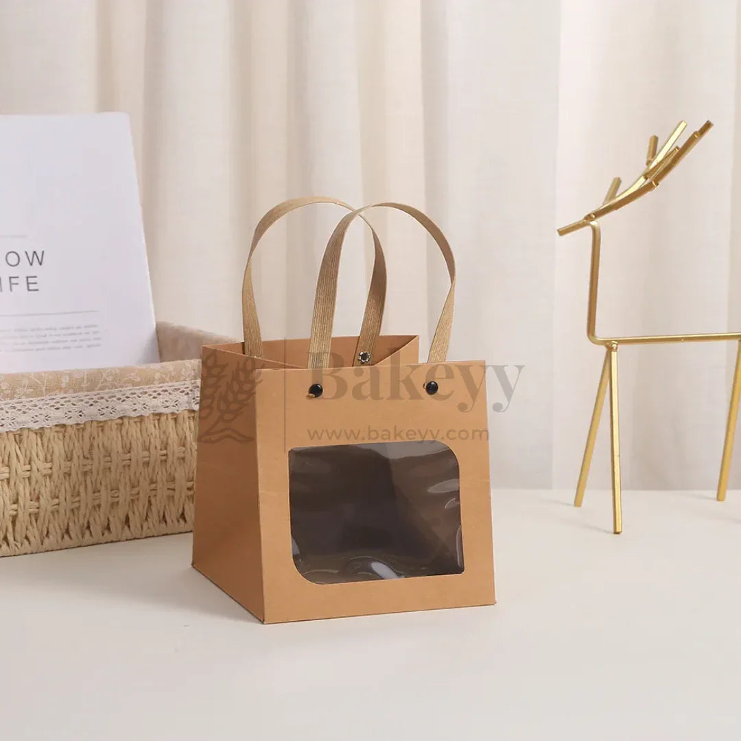 Kraft Paper Gift Bag with Transparent Window | Pack of 10