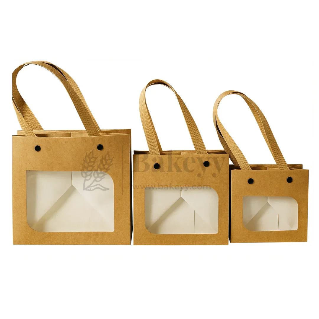 Kraft Paper Gift Bag with Transparent Window | Pack of 10