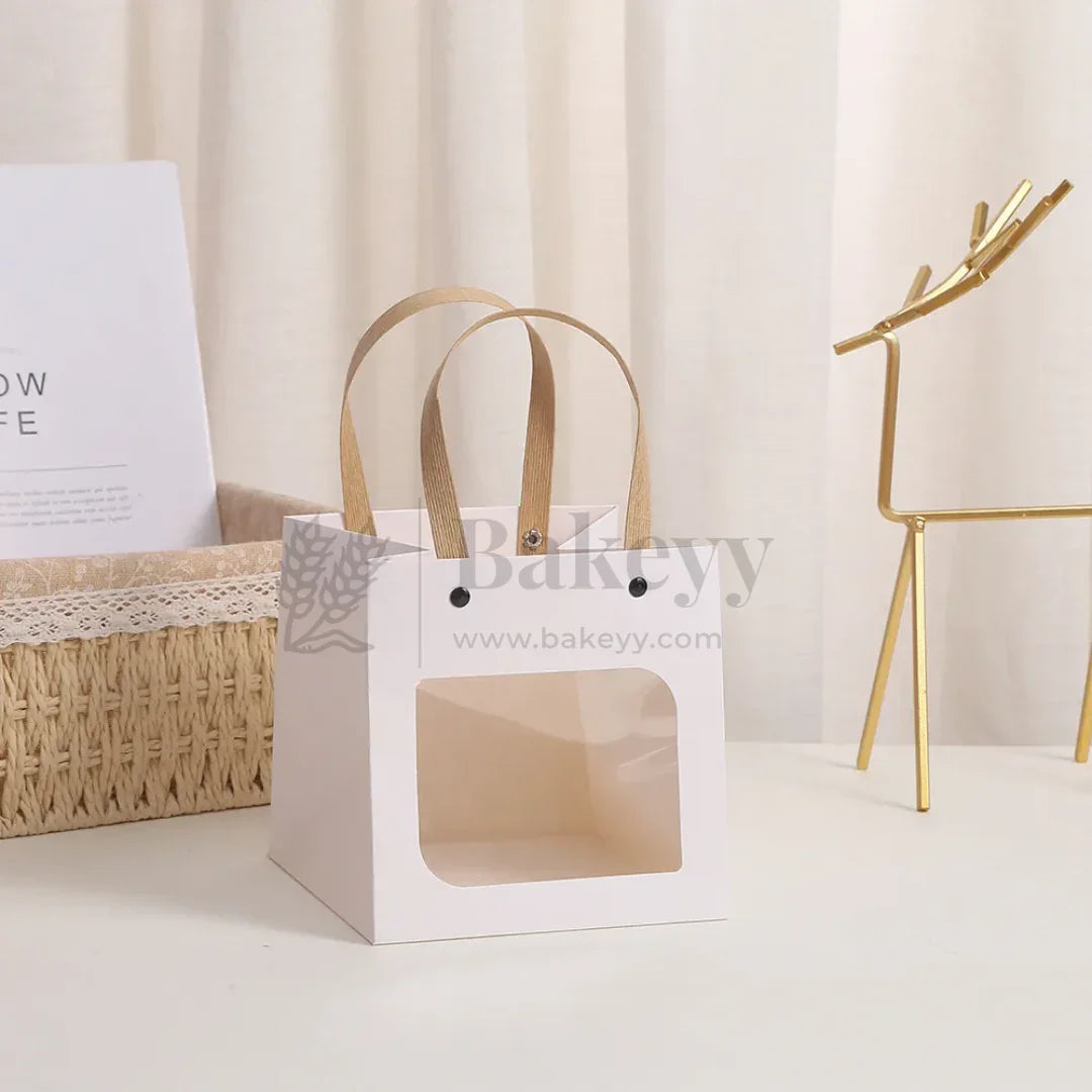 White Paper Gift Bag with Transparent Window | Pack of 10