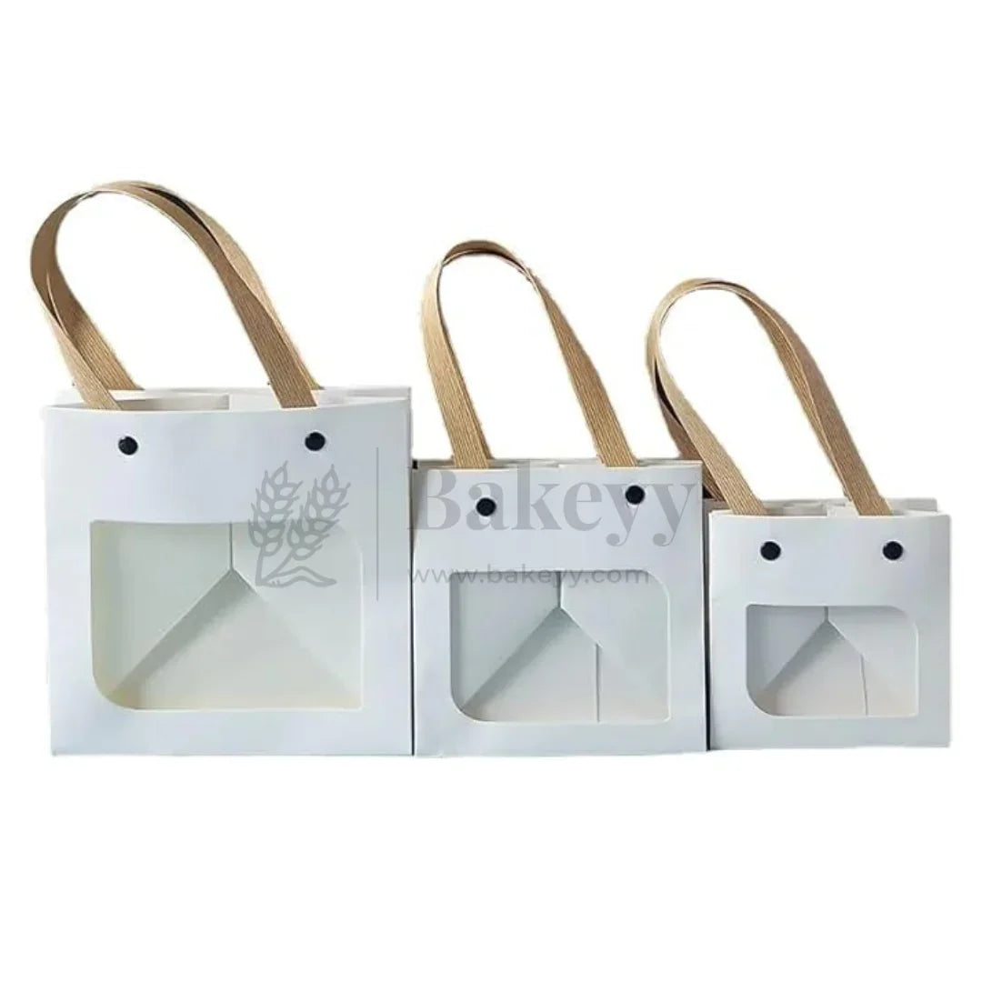 White Paper Gift Bag with Transparent Window | Pack of 10