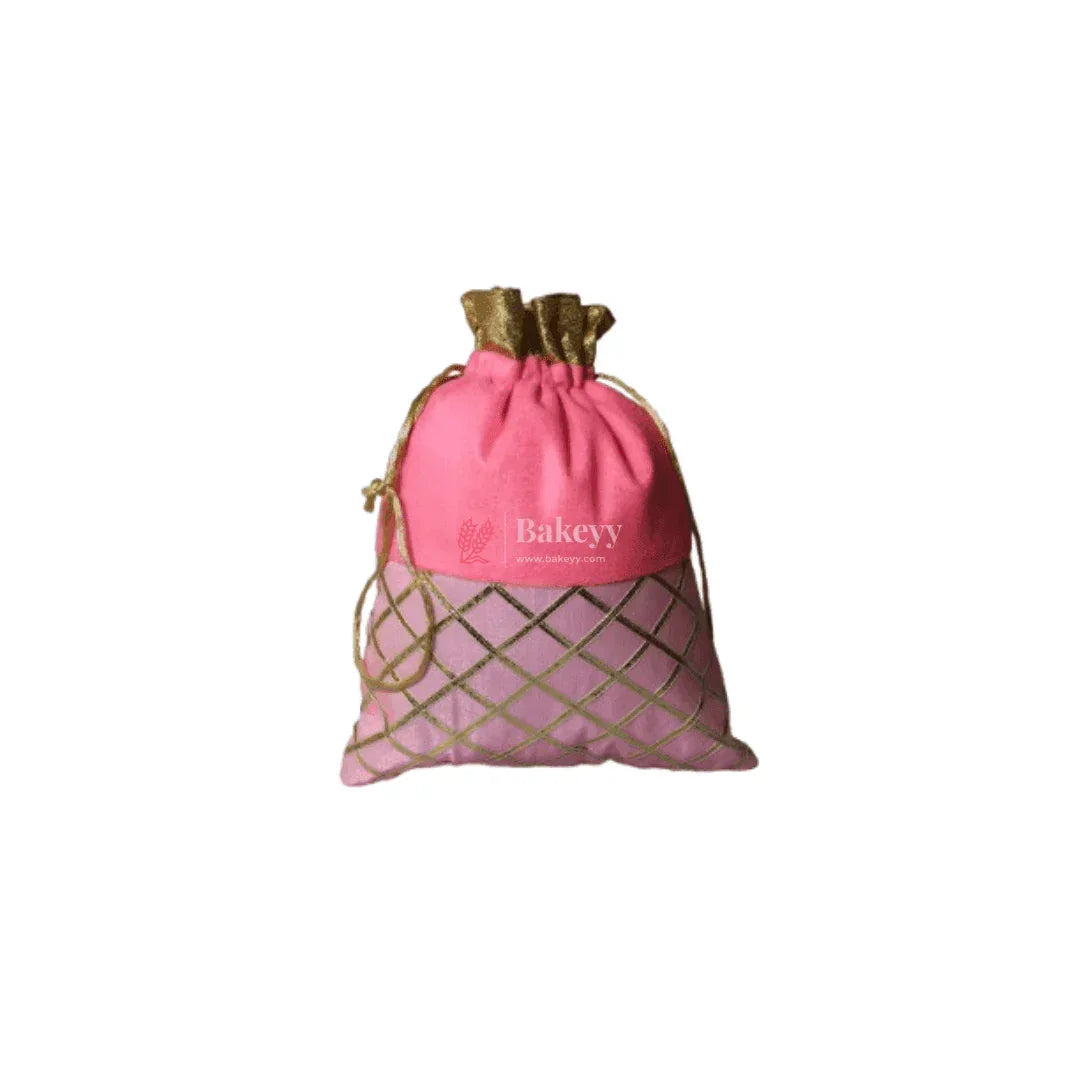 20x24 CM Design Potli Bag | Pink colour | Pack Of 10 - Bakeyy.com - India - 20x24 CM Design Potli Bag | Pink colour | Pack Of 10 - Default Title