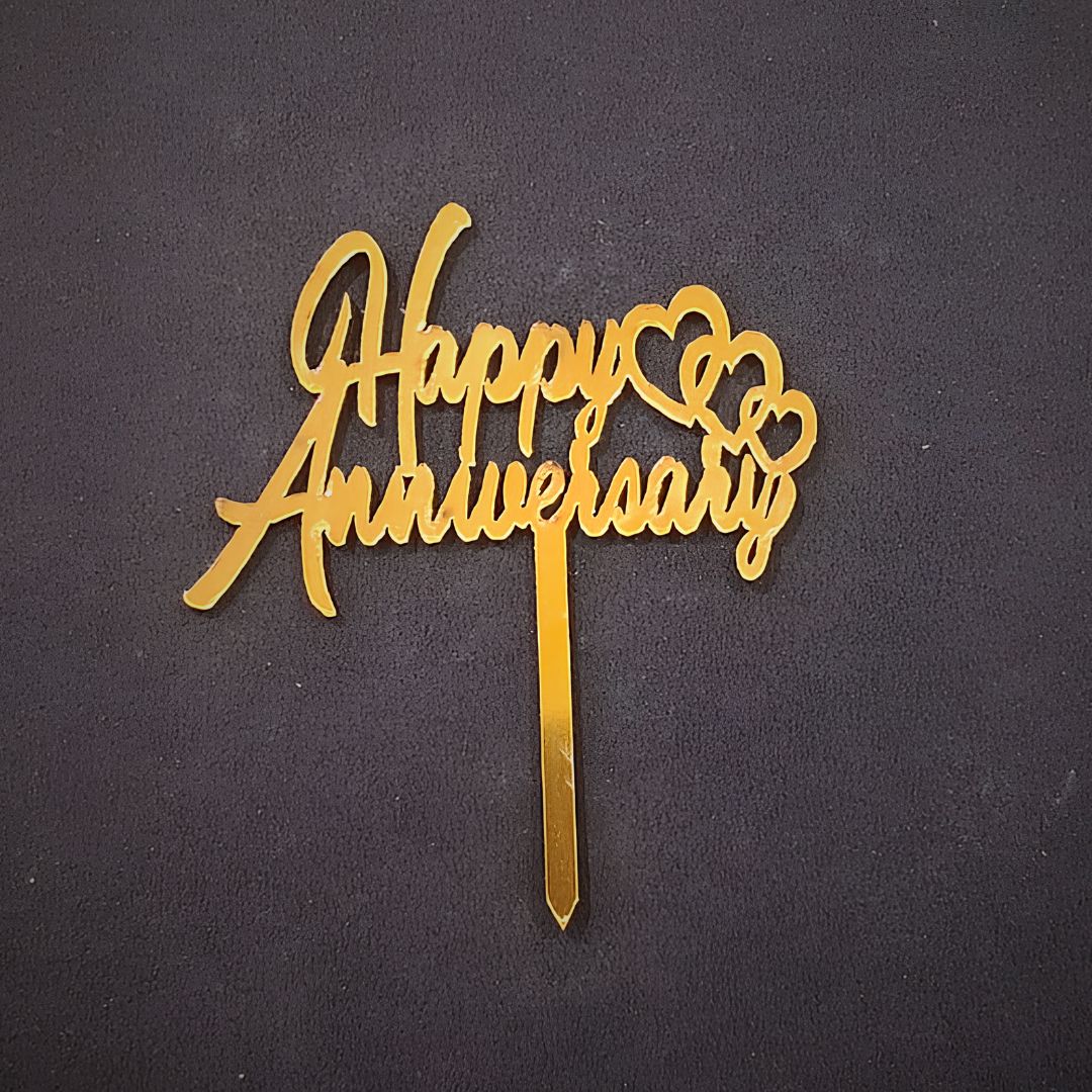 4 Inch Happy Anniversary Acrylic Cake Topper | Pack of 1