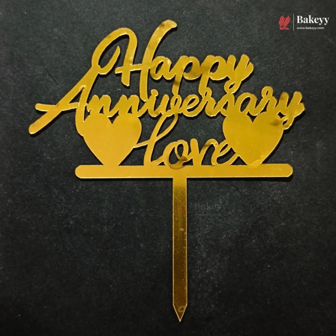 4 Inch Happy Anniversary Acrylic Cake Topper | Pack of 1