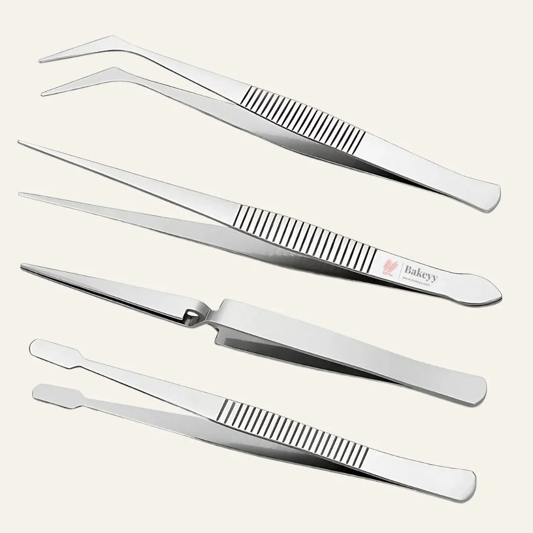 Stainless Steel Precision Tweezers Set | 4-Piece Sugar craft & Baking Tools - Bakeyy.com - India - Stainless Steel Precision Tweezers Set | 4-Piece Sugar craft & Baking Tools - Default Title