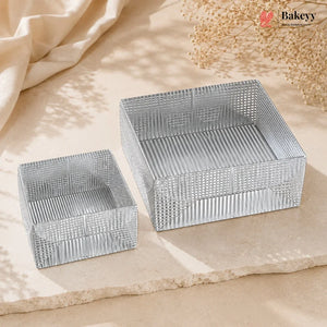 Two metallic wire baskets on a beige fabric background with 'Bakey' branding.