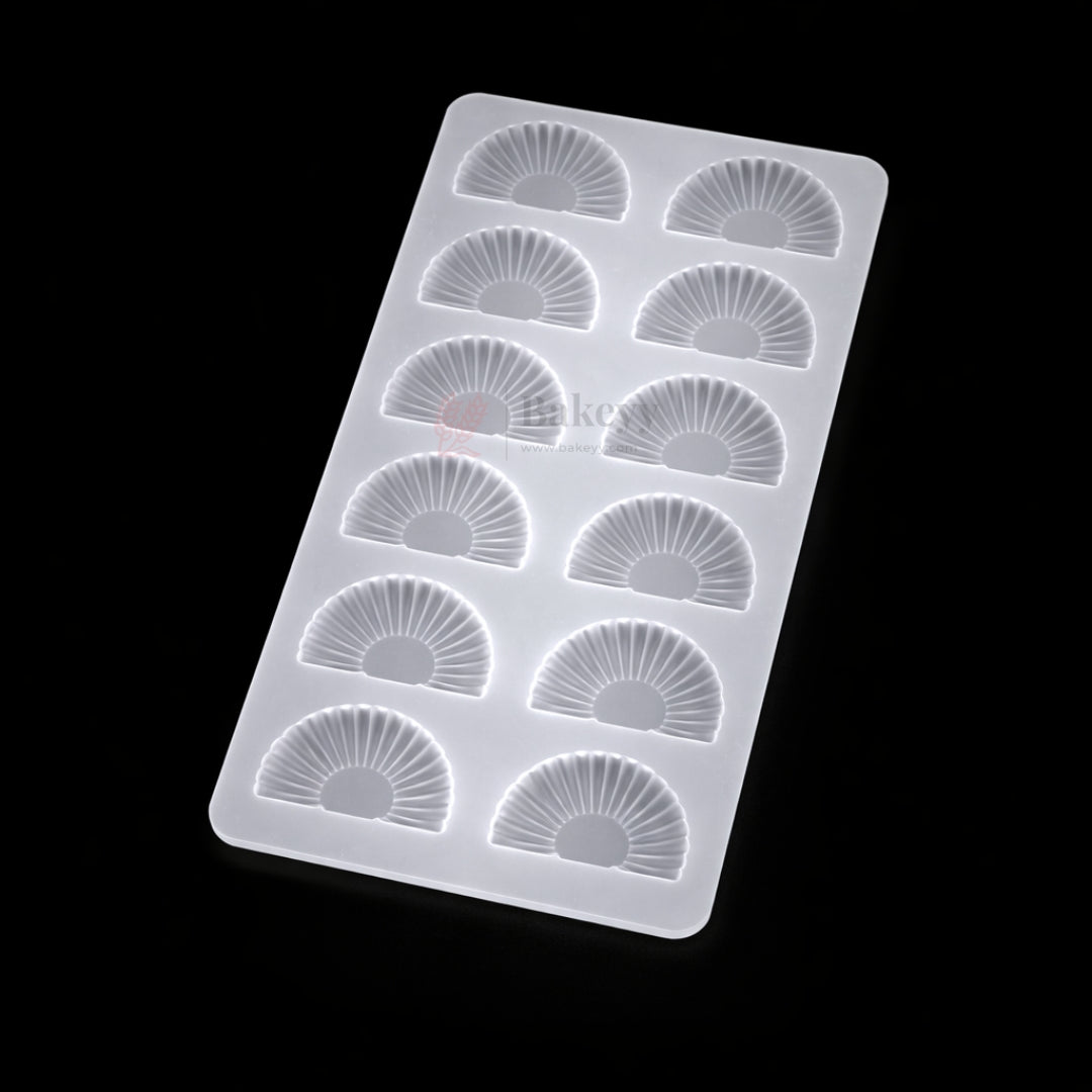 12 Cavity Fan Shape Chocolate Garnishing Silicone Mould