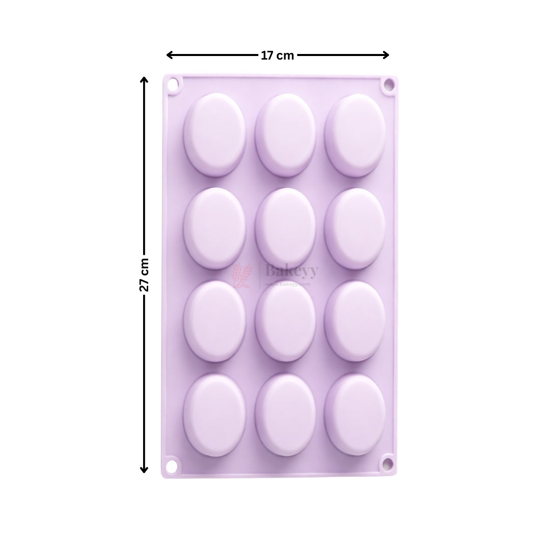 12 Cavity | Oval Soap Silicone Mould | Smooth Oval Soap Bar Mould for Handmade Soap Making | Pack of 1