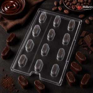 Mould 045 | 12 Cavity Oval Wave Chocolate Mould | Pack of 1