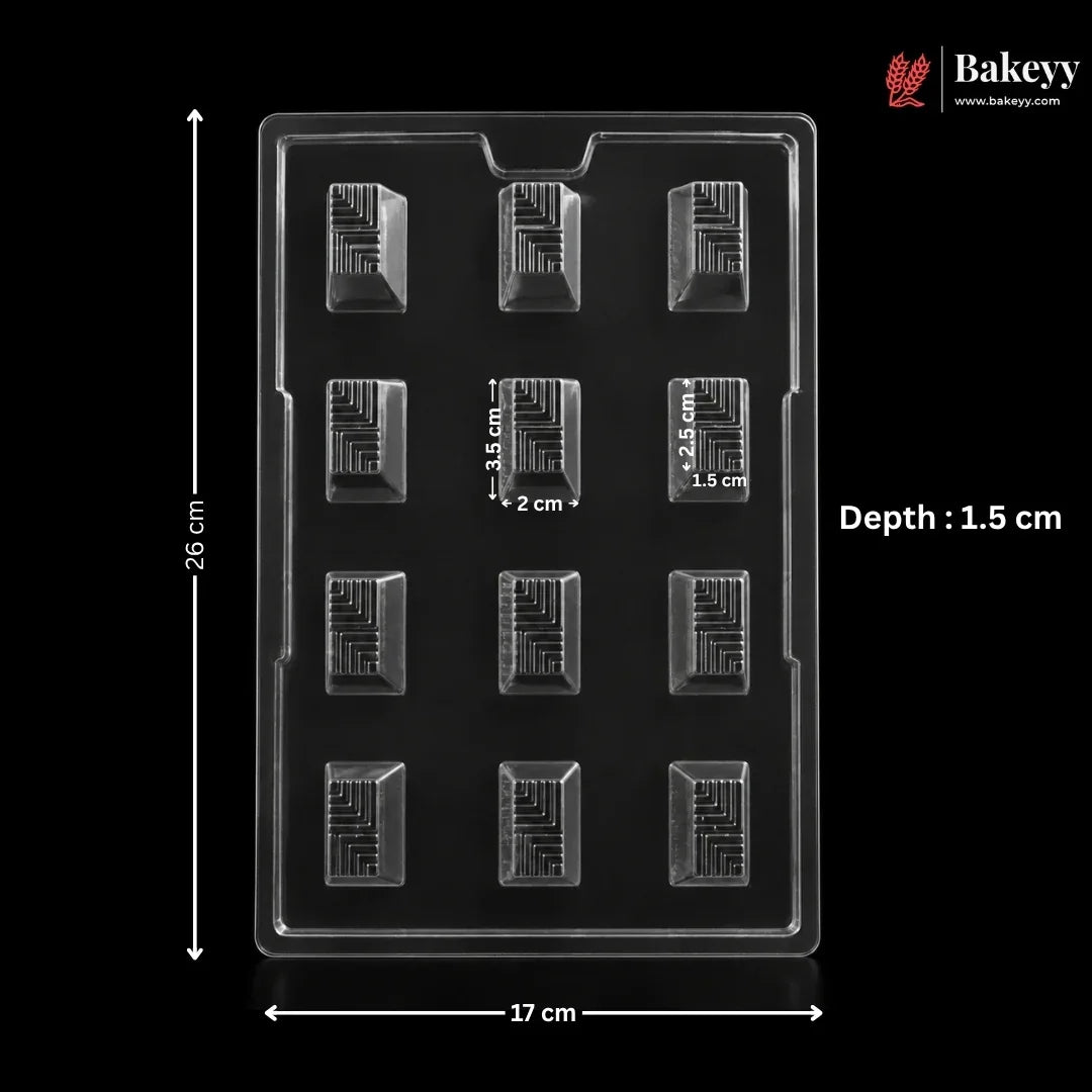 Cavity Square Geometric Chocolate Mould for Pralines & Bonbons
