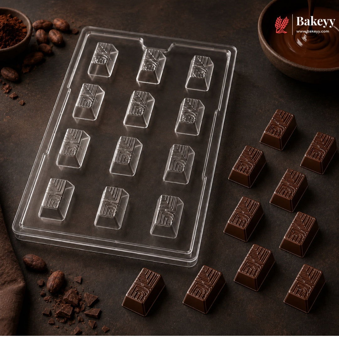 Mould 043 | 12 Cavity Square Geometric Chocolate Mould for Pralines & Bonbons | Pack of 1