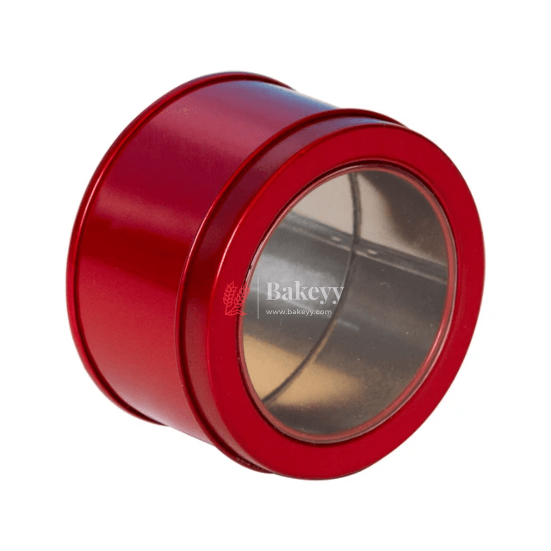 Round Tin Containers with Clear Lids | Pack of 12 | Red | Blue |Pink |Sky Blue | Gift Box | Chocolate Box | Sweet Box | Jewellery Box | Pvc Tin Box | - Bakeyy.com - India - Round Tin Containers with Clear Lids | Pack of 12 | Red | Blue |Pink |Sky Blue | Gift Box | Chocolate Box | Sweet Box | Jewellery Box | Pvc Tin Box | - Default Title