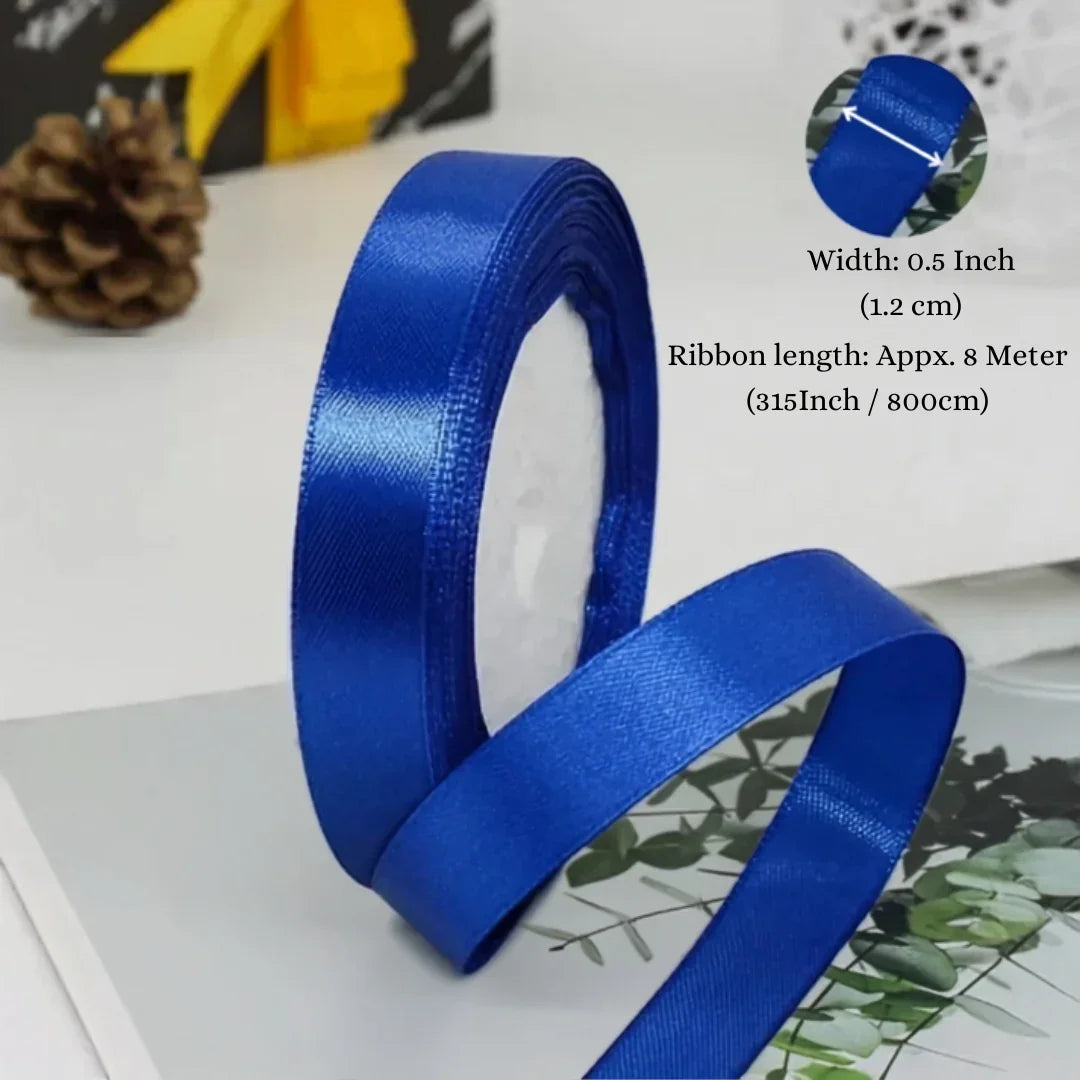 1/2 Inch Satin Ribbon Roll | Premium Decorative Gift Wrapping Ribbon for Packaging, Hampers & Crafts | 8 Meter Length Per Roll | Pack of 10