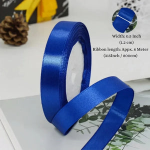 1/2 Inch Satin Ribbon Roll | Premium Decorative Gift Wrapping Ribbon for Packaging, Hampers & Crafts | 8 Meter Length Per Roll | Pack of 10