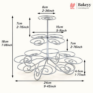 3-Tier Metal Cupcake Stand with Spiral Holders | 13-Piece Cupcake & Dessert Display Stand | Elegant Party & Bakery Stand | Pack of 1