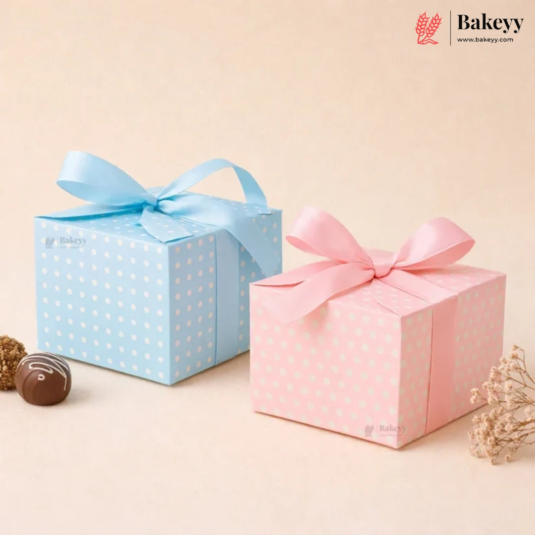 Luxury Polka Dot Goodie Boxes | Elegant Printed Gift Boxes with Ribbons | Pack of 10