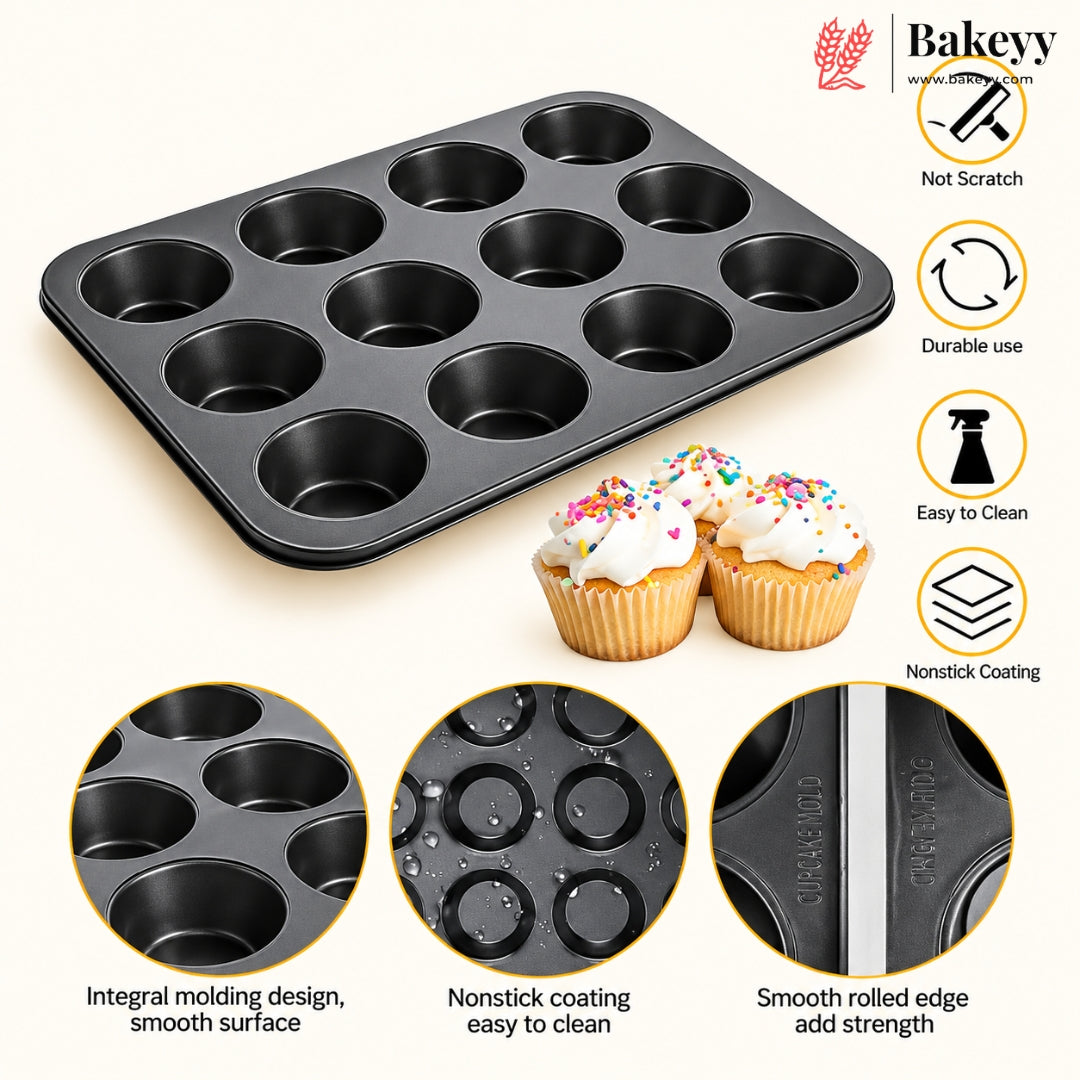 6 & 12 Slot Tray Cup Muffin Pan Tins Mould | Baking Cupcake | Non-Stick Mould | Reusable Tray Pan Mould |