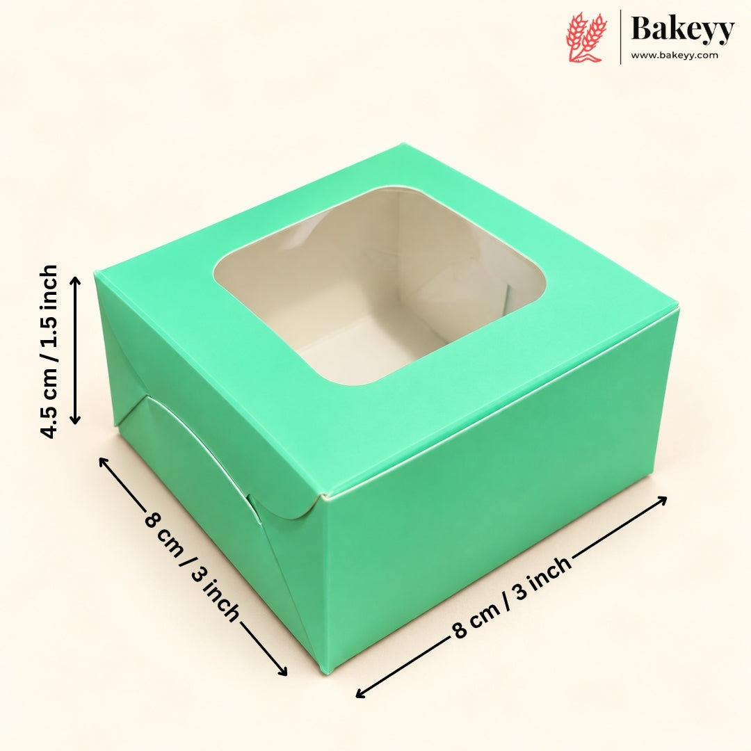 Green Color Brownie Box with Top Window | Pack of 10