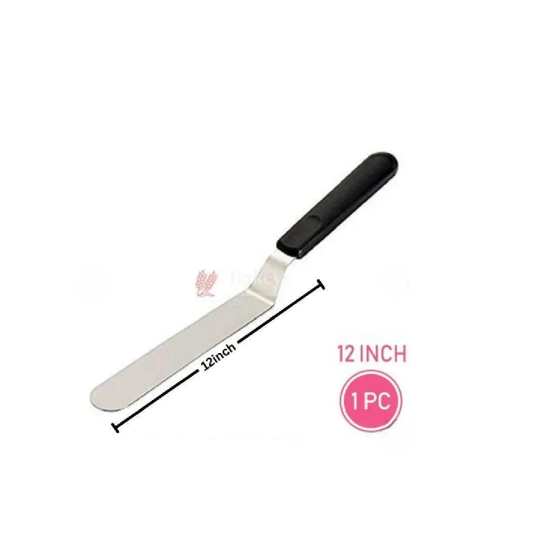 12 inch steel angular palette knife with black handle for baking, Bakeyy baking supplies