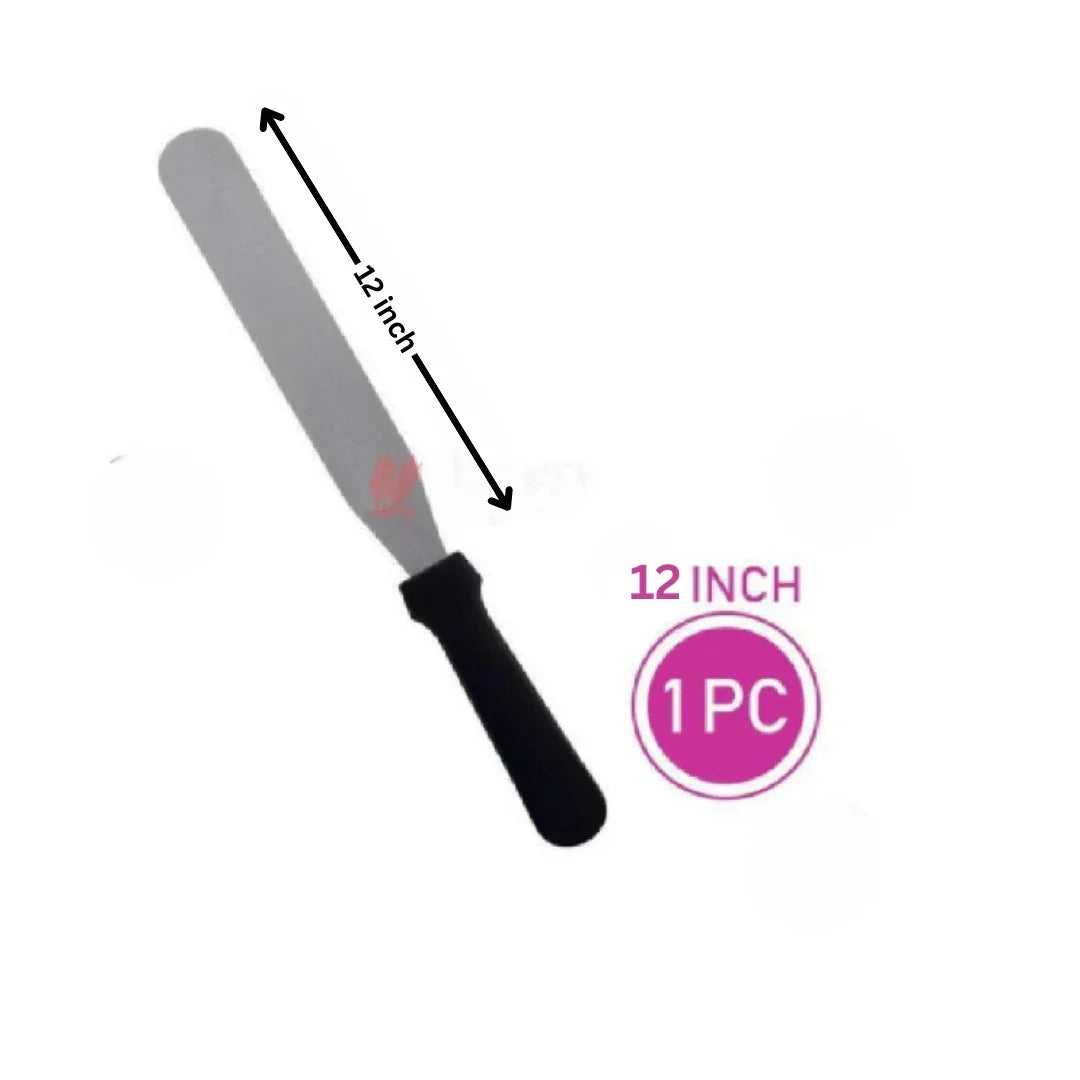 12 inch steel flat pallet knife with black handle for cake decorating, Bakeyy baking tool