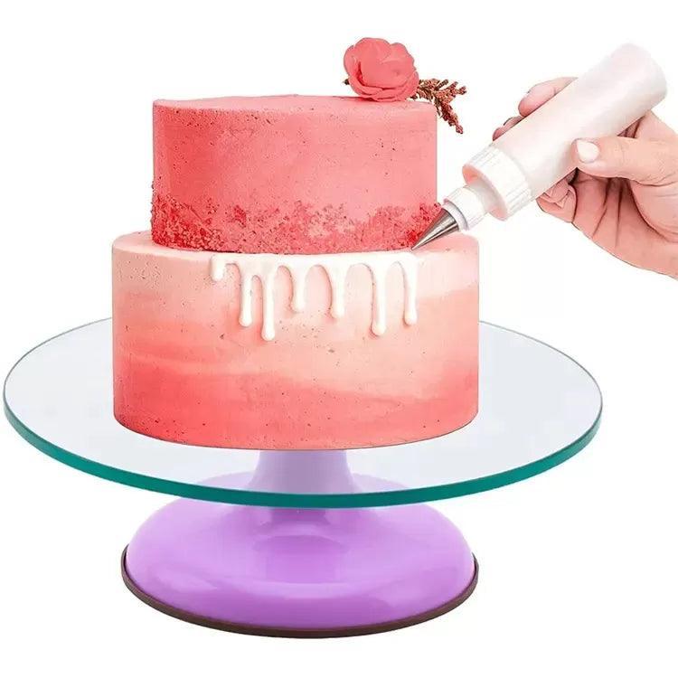 12Inch (30 cm) Cake Turntable Tempered Glass Twist Turntable Cake Anti-Slip to Turn Flower Table Baking Tools |Purple Colour - Bakeyy.com - India - 12Inch (30 cm) Cake Turntable Tempered Glass Twist Turntable Cake Anti-Slip to Turn Flower Table Baking Tools |Purple Colour - Default Title