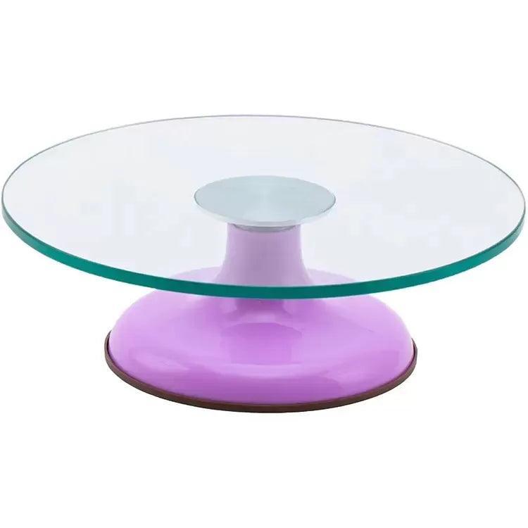 12Inch (30 cm) Cake Turntable Tempered Glass Twist Turntable Cake Anti-Slip to Turn Flower Table Baking Tools |Purple Colour - Bakeyy.com - India - 12Inch (30 cm) Cake Turntable Tempered Glass Twist Turntable Cake Anti-Slip to Turn Flower Table Baking Tools |Purple Colour - Default Title
