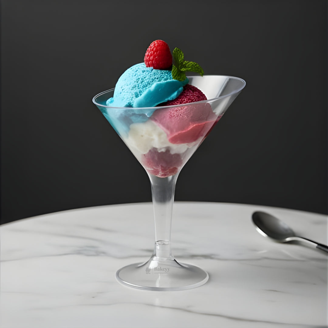 Clear Martini-Style Dessert Cup | Transparent Stem Dessert Glass | Party & Catering Serveware | Pack of 10